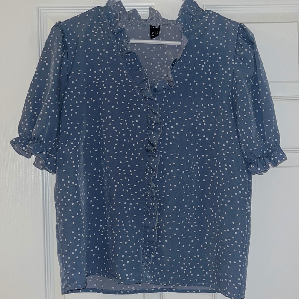 Blue Quarter Sleeve Blouse